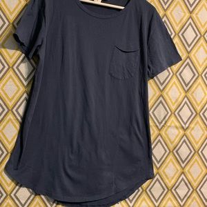 MEN’S shirt sleeve- long length rounded hem shirt